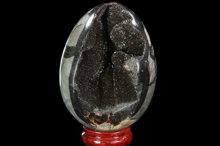 Septarian Dragon Egg Geode - Black Crystals #89580